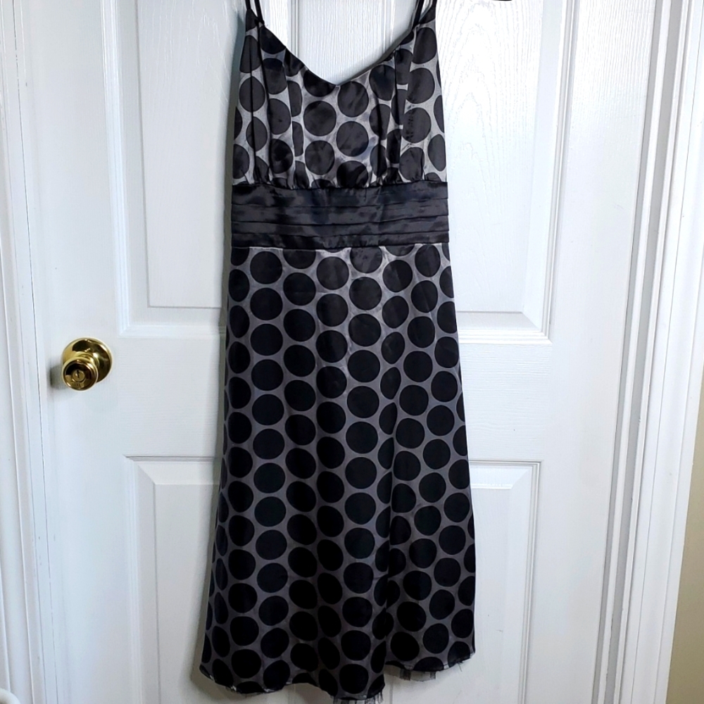 Women's Polka dot gray and black party dress size 10